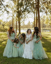 Women's Flower Embroidery Tulle Prom Dresses 2025 Long Spaghetti Straps Evening Party Gowns - Bmbride